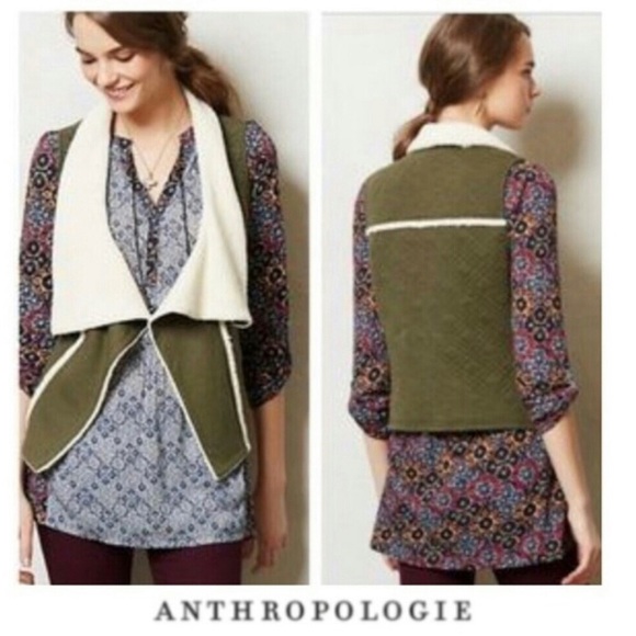 ⭐️3/$25 Anthropologie Saturday Sunday Quilted Sherpa Open Vest Small - Picture 1 of 6